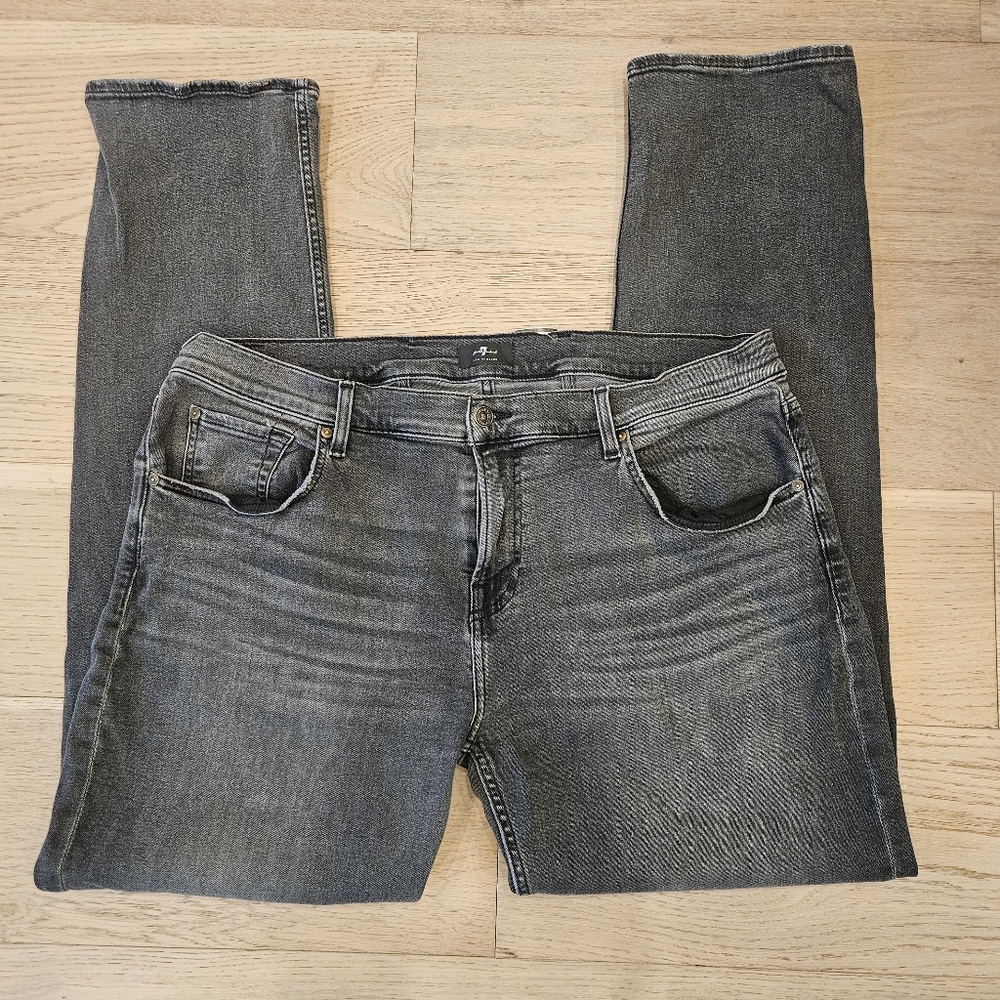 7 For All Mankind Men's Jeans Black The Straight Whiskers